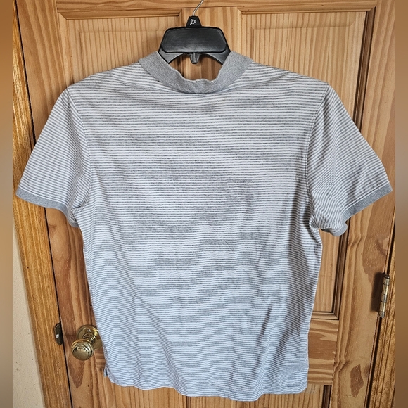 Michael Kors Gray Polo Shirt with Subtle Stripes - Picture 3 of 5